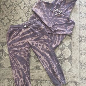 Tie-Dye Pullover Hoodie and Joggers Set - Lavender Mauve
